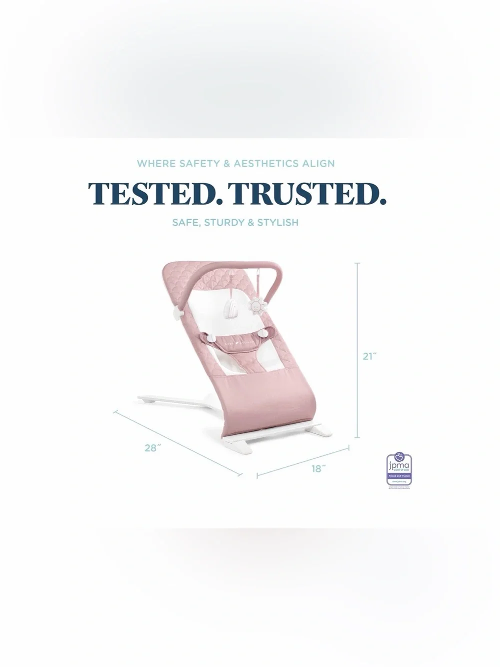 Baby Delight Alpine Deluxe Organic Cotton Bouncer Blush Rose Infant Seat